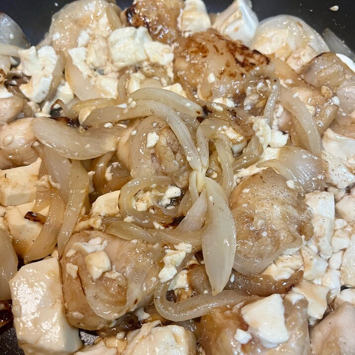 プリプリささみと豆腐の甘辛炒め